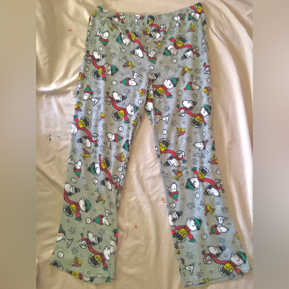 Women’s large snoopy and Charlie Brown fuzzy Christmas pajama pants.